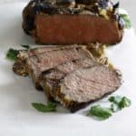 bourbon street steak on a cutting board