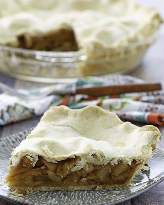 A slice of no sugar added apple pie