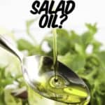 Pouring olive oil in the salad over a spoon