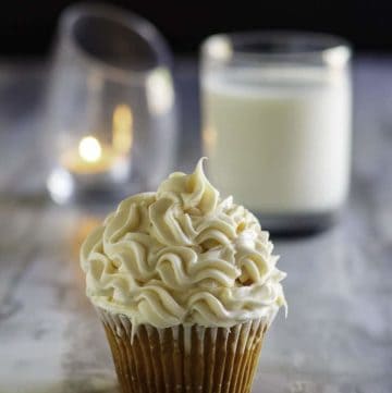 a cupcake with homemade buttercream frosting