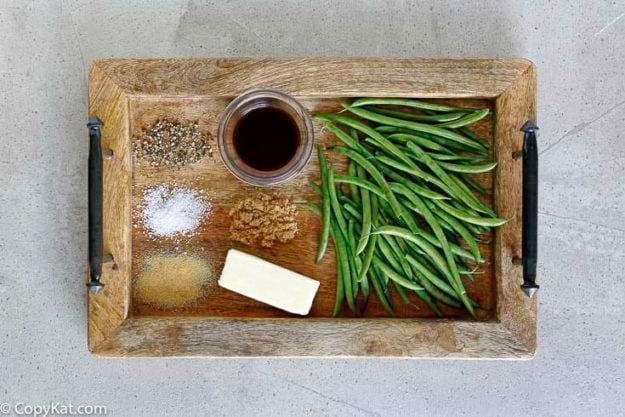 Ingredients for the Outback Steakhouse Green Bean copycat recipe. 