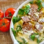 Baked Pasta with beef in a dish