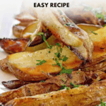 Greek style roasted potatoes on a plate with parsley
