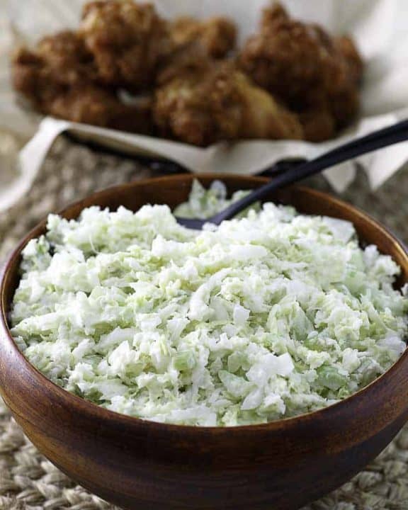 homemade coleslaw made with green cabbage