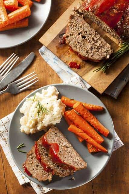 homemade meatloaf with ketchup sauce