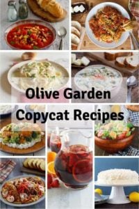 Collage of homemade copycat Olive Garden Copycat Recipes