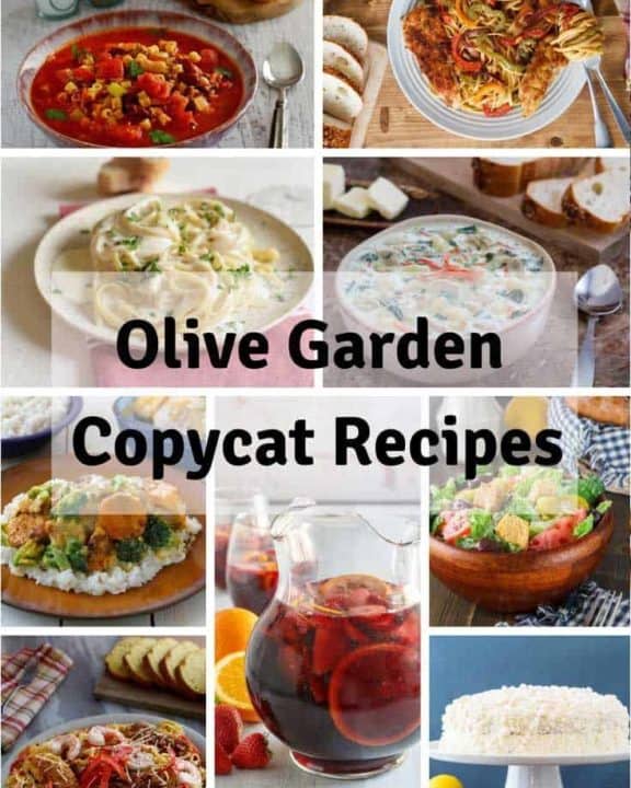 Collage of homemade copycat Olive Garden Copycat Recipes