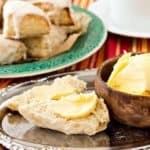 homemade Starbucks petite vanilla scones with vanilla icing and butter