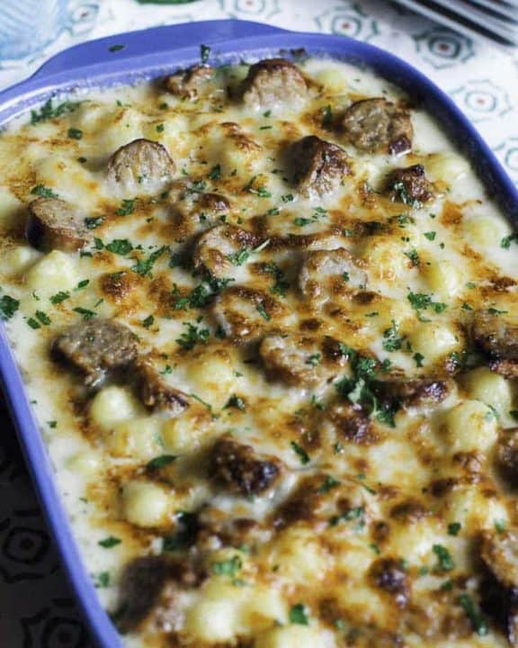 Italian sausage and gnocchi with Alfredo Sauce