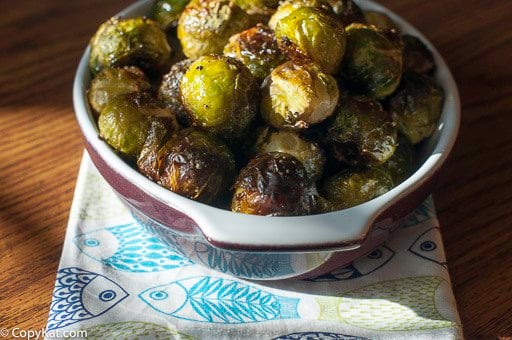 Homemade Red Lobster roasted brussel sprouts in a serving bowl