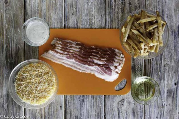 Ingredients for Cheddar's Texas Cheese Fries copycat recipe.