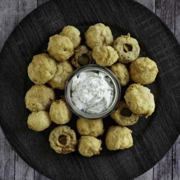 A plate of fried mushrooms