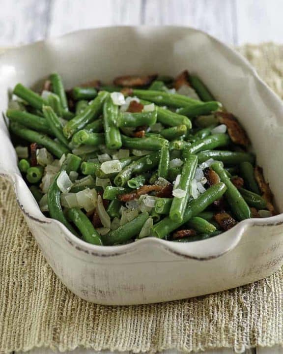 Homemade Cracker Barrel Green Beans in a serving dish