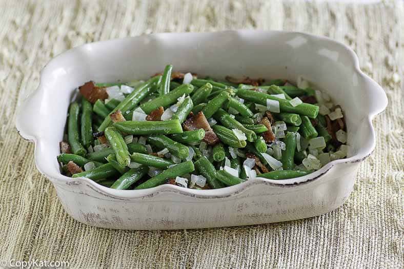 Homemade Cracker Barrel Green Beans with bacon and onion
