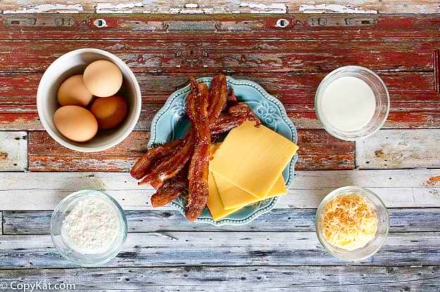 Ingredients for the IHOP Bacon Temptation Omelet copycat recipe.