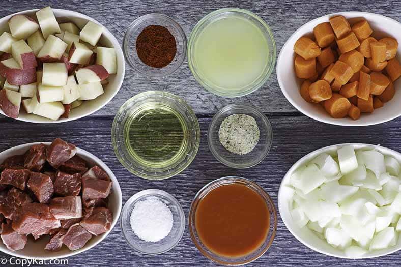 Ingredients to make Beef Stew Instant Pot Recipe.