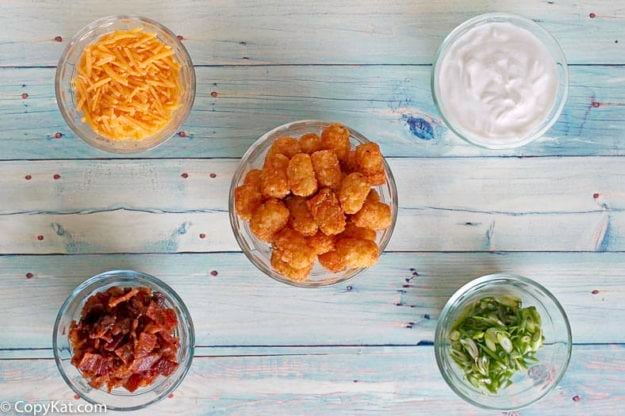 Ingredients needed for James Coney Island loaded tater tots.