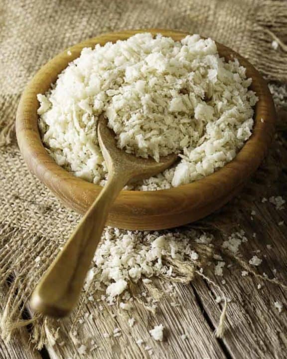 Homemade Panko Bread Crumbs in a small bowl.