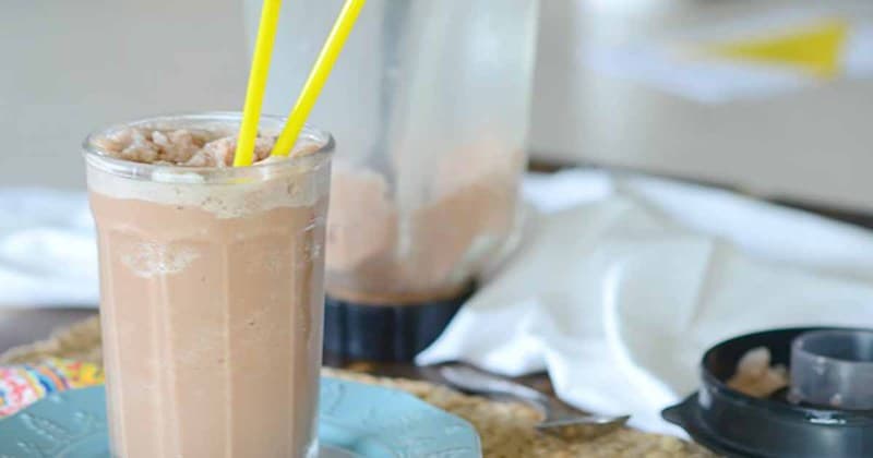 Homemade Wendy's Frosty and two straws in a glass