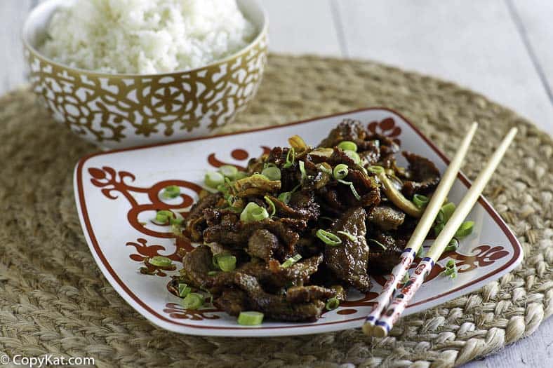 A plate of homemade Mongolian Beef. 