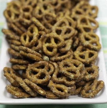 Ranch pretzels on a platter
