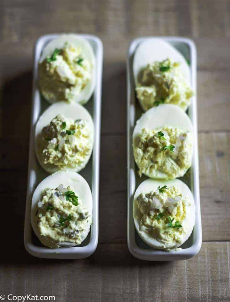 Deviled eggs made with truffle oil
