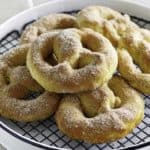 A tray of homemade soft pretzels