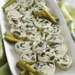 ham and cheese tortilla pinwheel roll ups on a platter
