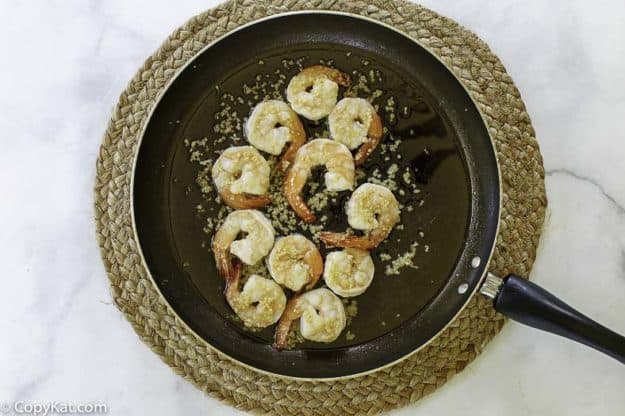 Cooking shrimp in a skillet
