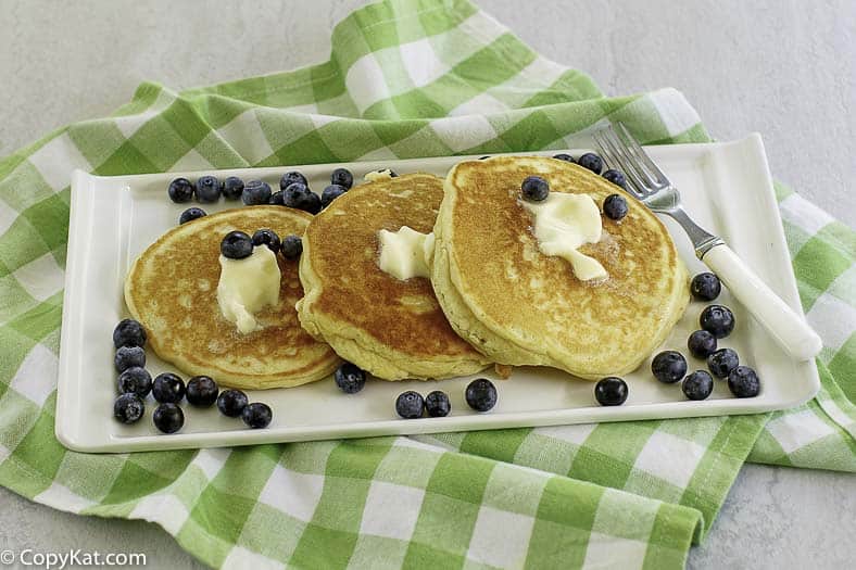 pancakes with butter and fresh blueberries