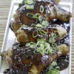 chicken shoyu with green onion slices on top