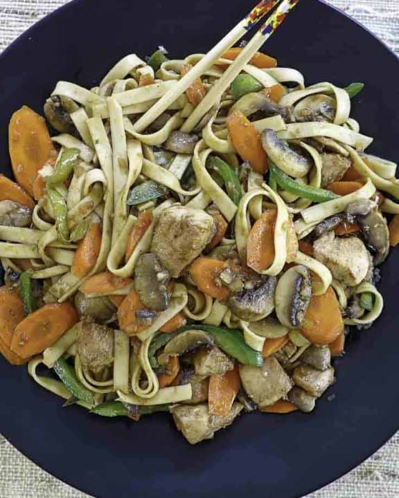 Chicken Lo Mein on a plate