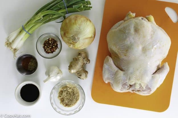 ingredients for shoyu chicken, a whole chicken soy sauce, and more.