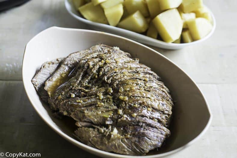a perfectly tender roast beef cooked with a pressure cooker