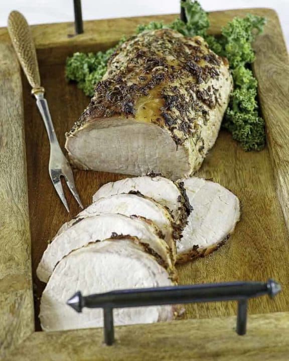 roasted pork loin on a platter