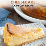 slide of pumpkin cheesecake on a plate
