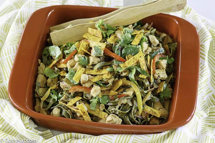 chicken tequila fettuccine in a serving dish