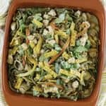 homemade California Pizza Kitchen Tequila Lime Chicken Fettuccine in a red dish
