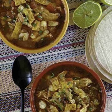 two bowls of southwest chicken soup