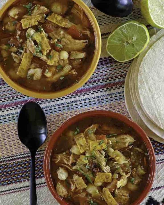 two bowls of southwest chicken soup