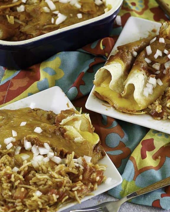 Tex Mex Cheese Enchiladas on a plate
