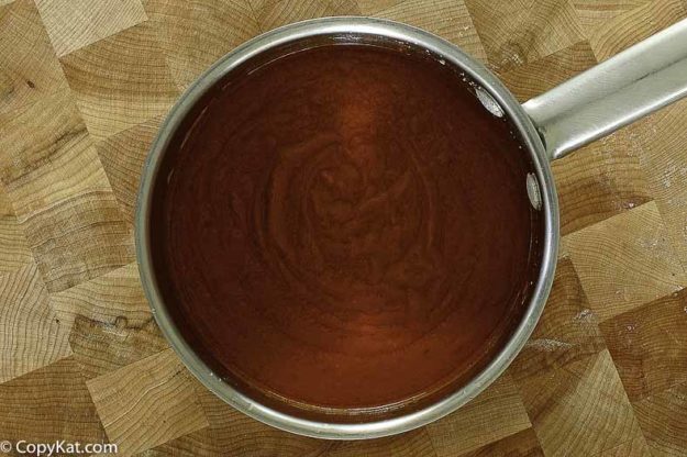 A pot of enchilada sauce