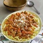a bowl of homemade Olive Garden Grilled Sausage and Peppers Rustica