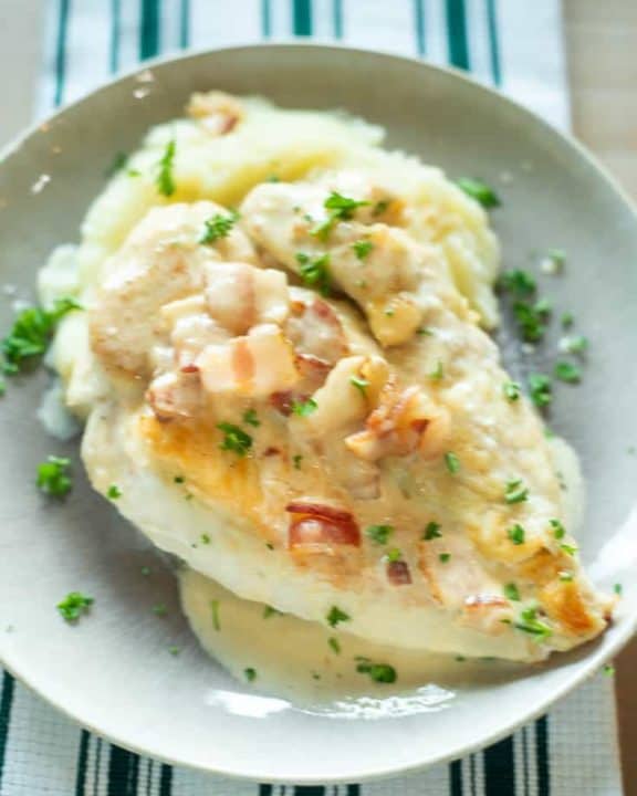 Chicken Marsala with mashed potatoes