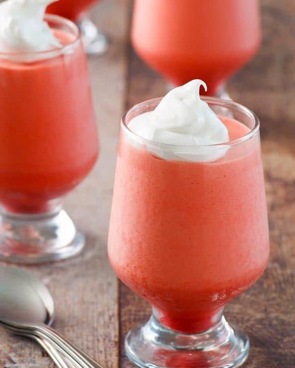 Jello 1-2-3 Layered Dessert topped with whipped cream