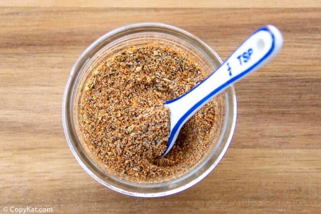 Red Lobster Cajun Spice Mix in a glass jar