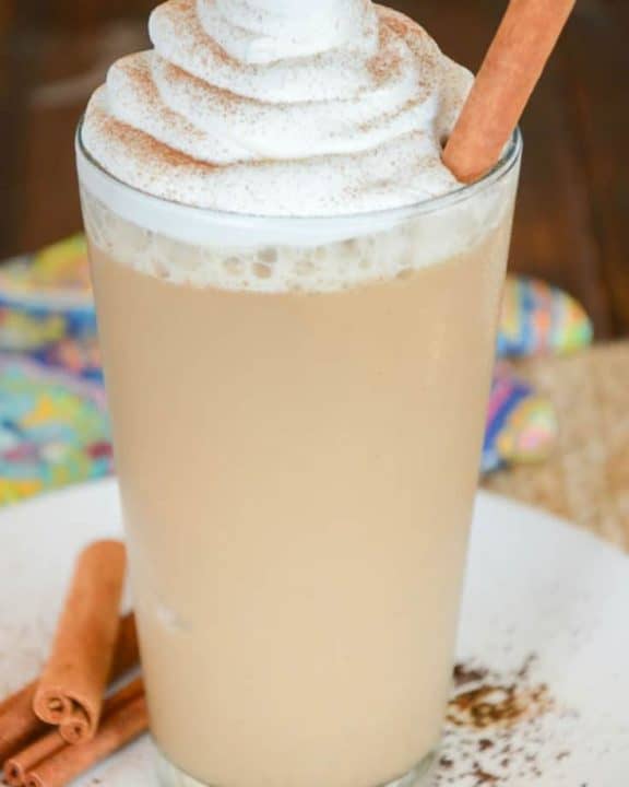 homemade Starbucks horchata frappuccino in a glass