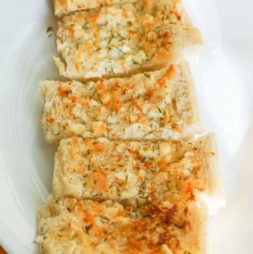 slices of garlic bread on a plate