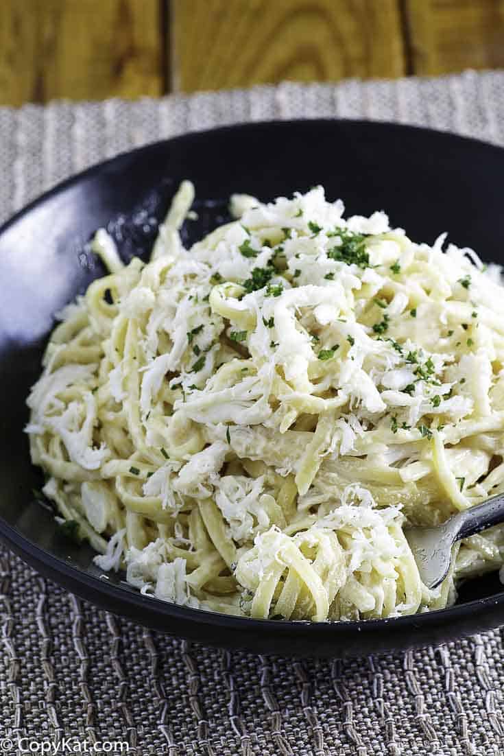 a plate of Crab Linguini Alfredo