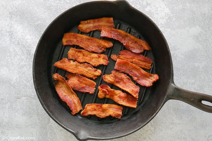 cooked bacon in a skillet